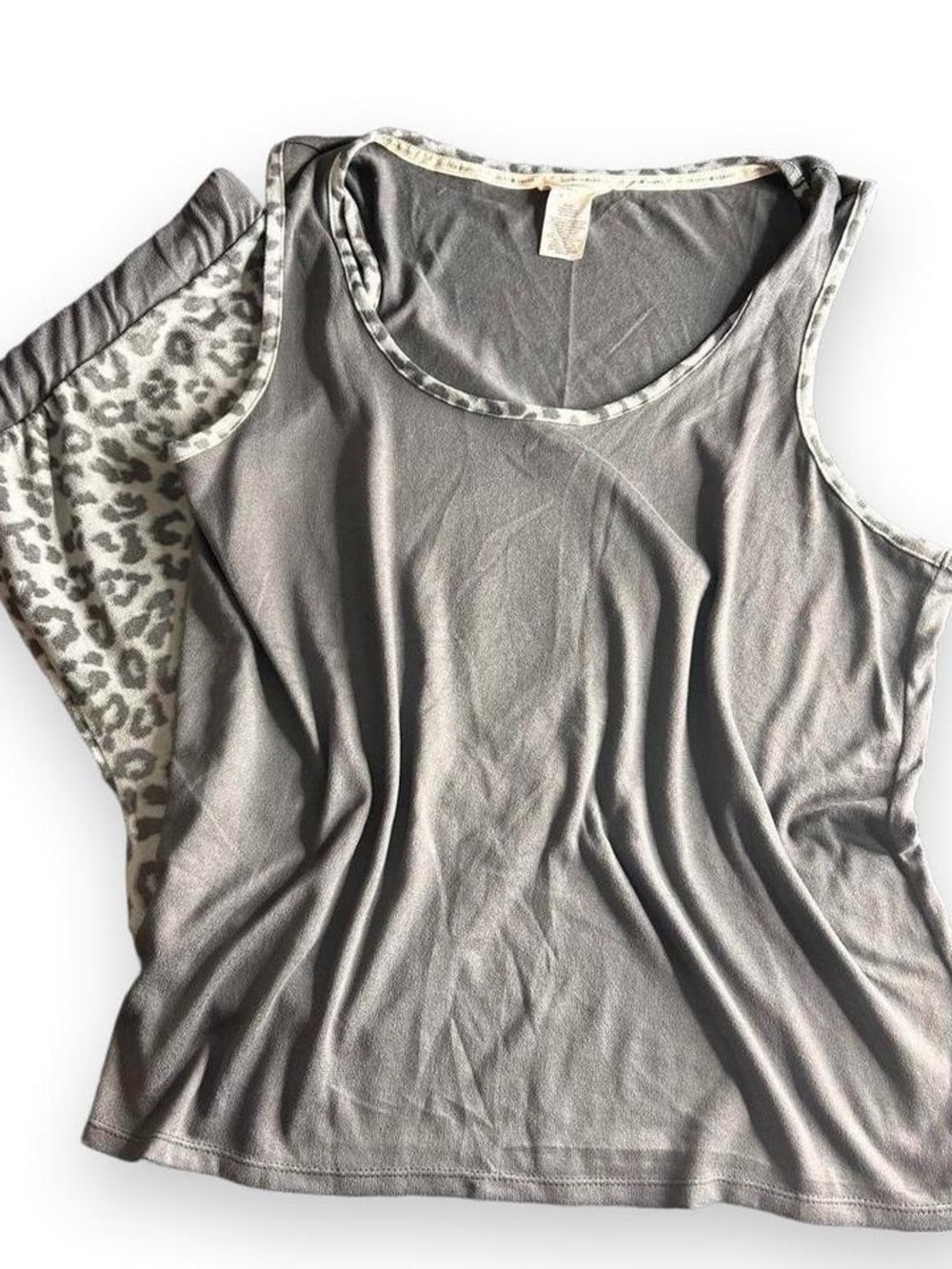 Lucky Brand gray leopard print shorts pj set